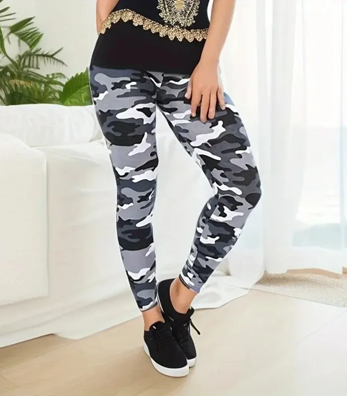 Camouflage Printed White Gray Sexy Women's Leggings Sports Jacket Tight Pants High Elasticity Slim Fit Tight Pants