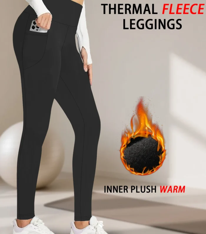 Super Soft Fleece Lined Leggings Women, Workout Yoga Running Thermal Warm Pants For cold winter