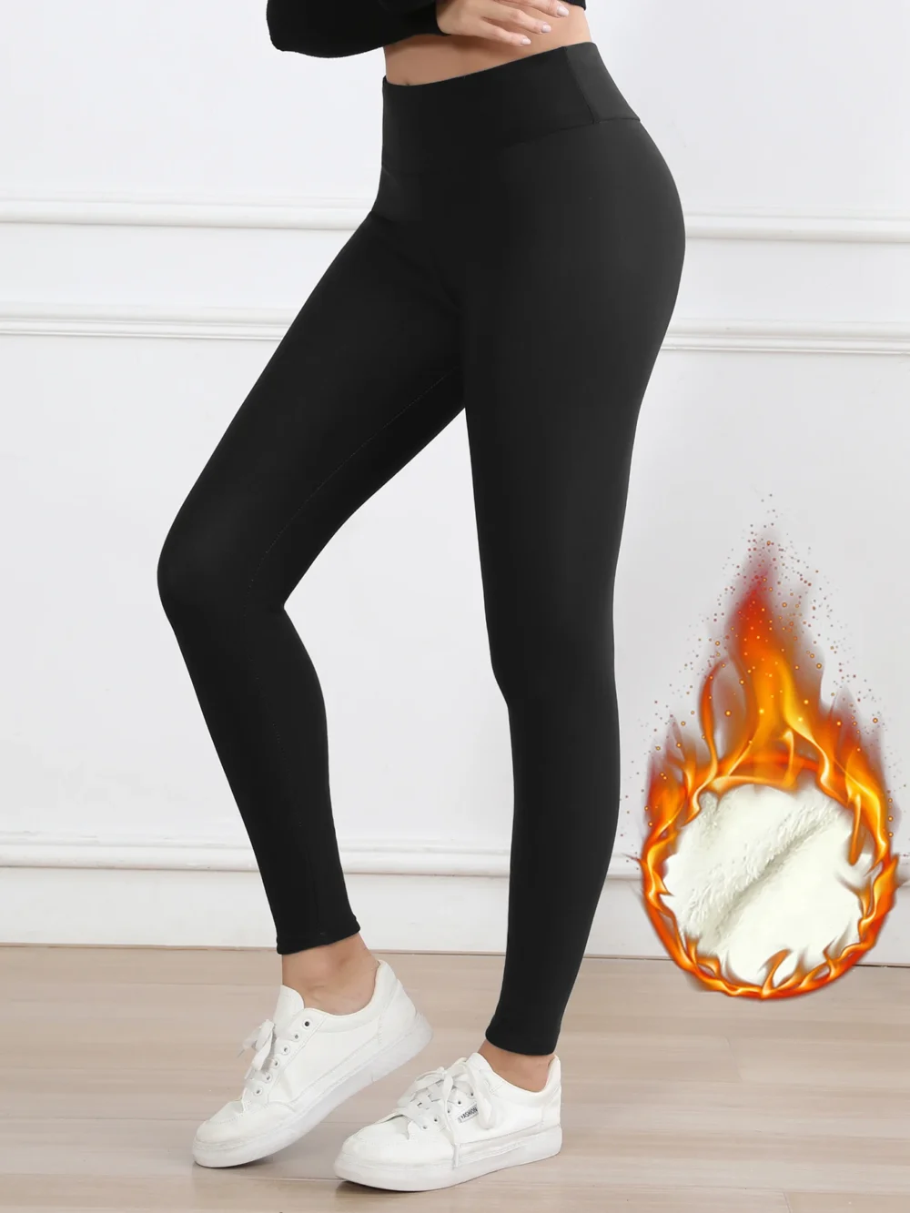 Winter Solid Color Fleece Leggins Womens High Waist Thick Pants Warm Velvet Outdoors Casual Classic Leggings - Image 5