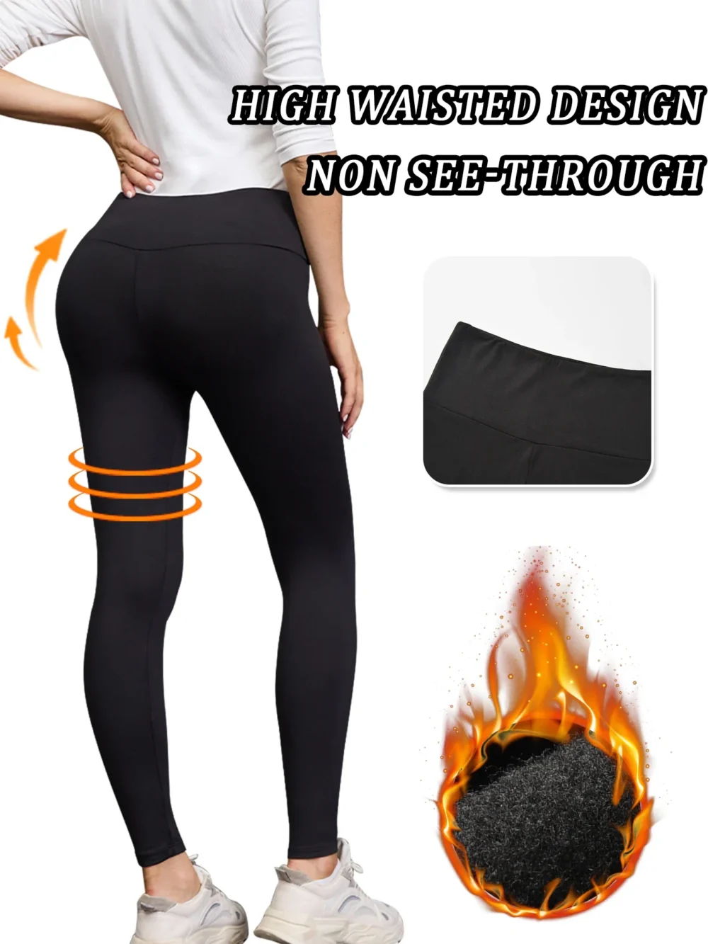 5 Pack Womens Thermal Fleece Lined High Waisted Leggings Workout Winter Warm Thick Tights Soft Yoga Pants - Image 2