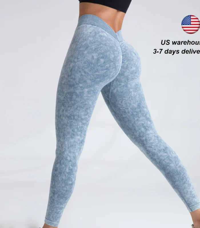 V Back Yoga Pants Women Workout Sport Leggings Fitness Seamless Leggings Girl Gym Tights Scrunch Push Up Sportswear US Warehouse