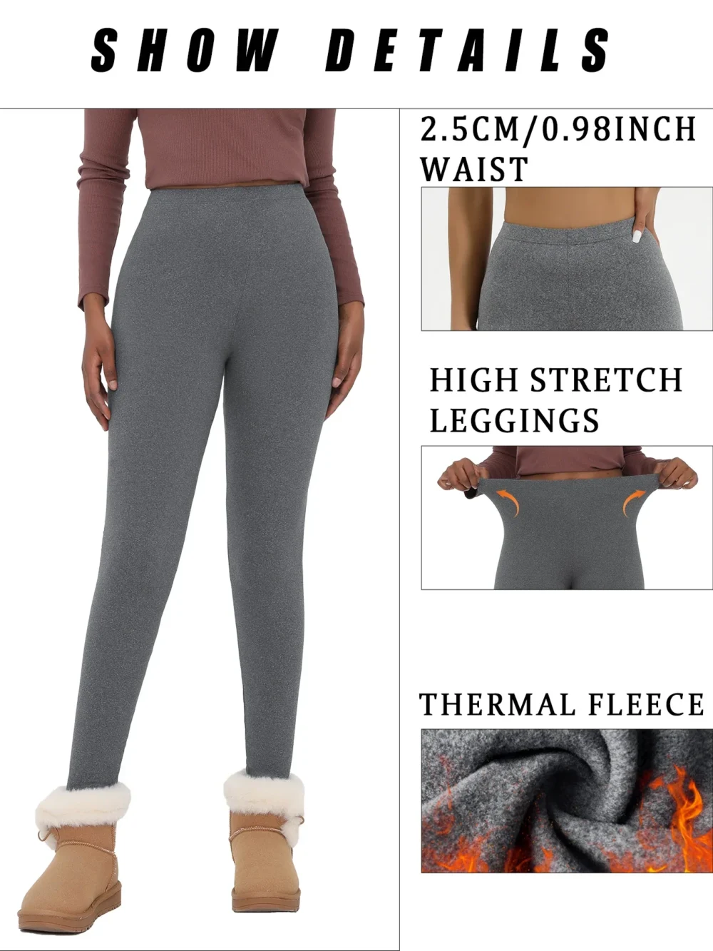 Super Soft Fleece Lined Leggings Women, Workout Yoga Running Thermal Warm Pants For cold winter - Image 4