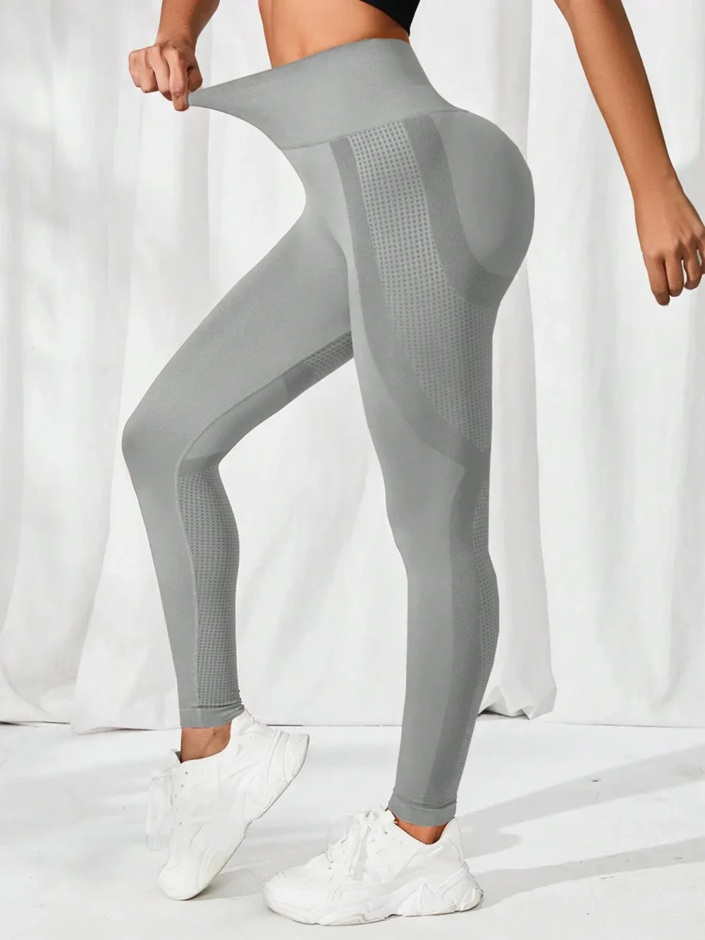 Yoga Solid Wideband Waist Sports Leggings - Image 5