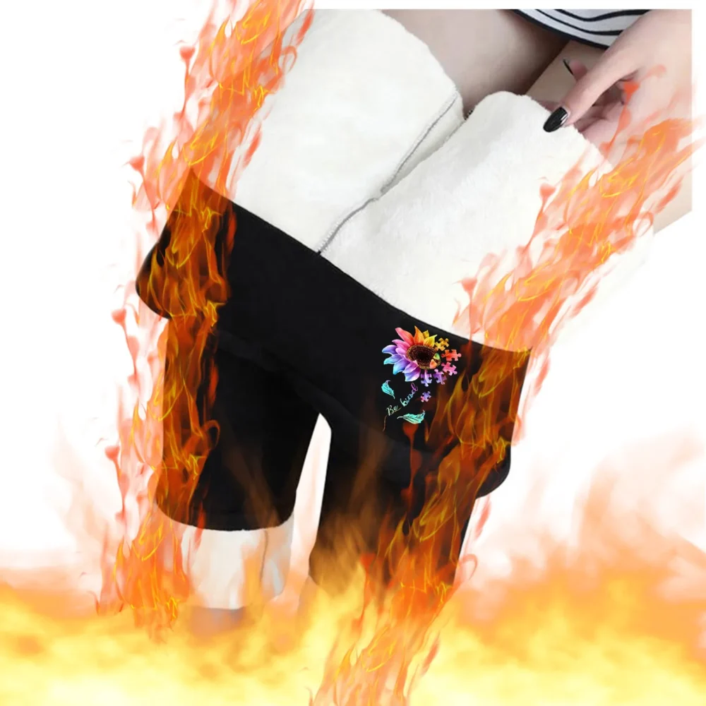 Women's Velvet Thick Fleece Leggings Casual Outfits For Work Women's Autumn And Winter Plush Thermal Fleece Tights Legging - Image 3