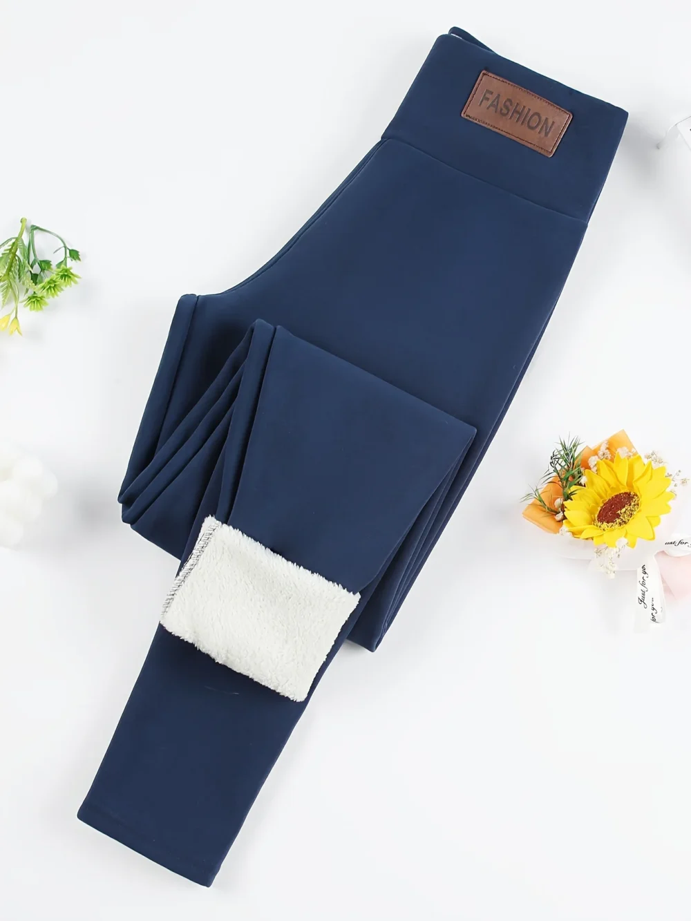 Women High Waist Thermal Leather Lamb Fleece Leggings Winter Warm Legging Solid Lamb Fleece Casual Pants Female Streetwear - Image 2