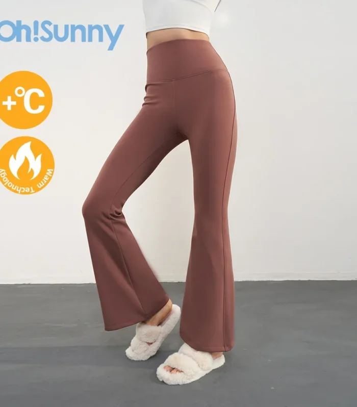 OhSunny Winter Warm Thick Yoga Pants 2024 New Flare Leggings High Waist Stretchy Breathable Fitness Trouser Women Workout Long