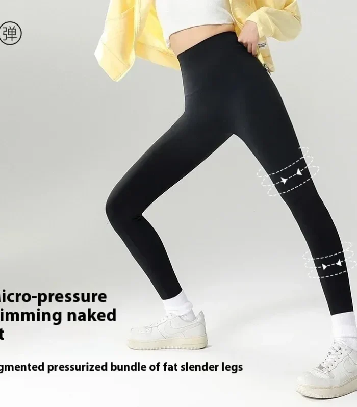 Women's Autumn Winter Thickened Alpaca Velvet Black Shark Leggings High Waist Slim Seamless Fleece Warm Leggings