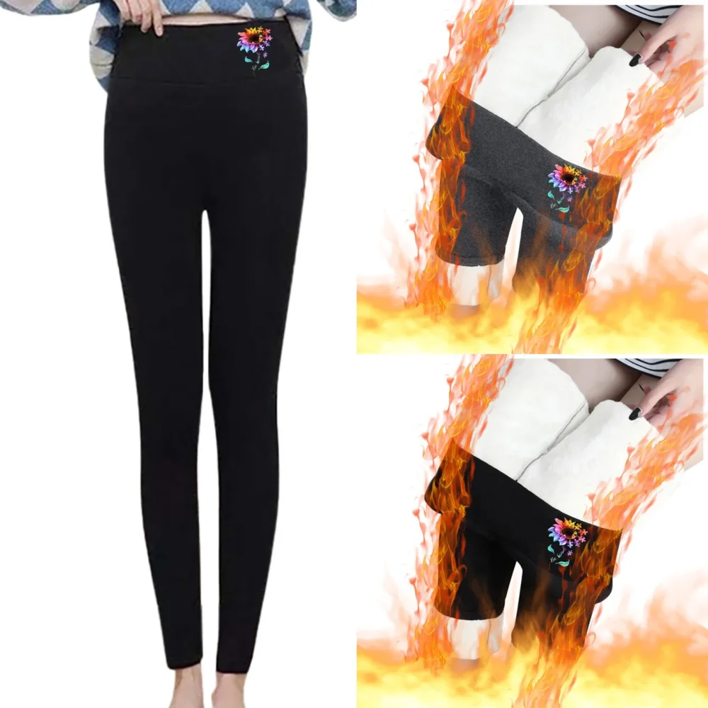 Women's Velvet Thick Fleece Leggings Casual Outfits For Work Women's Autumn And Winter Plush Thermal Fleece Tights Legging - Image 2