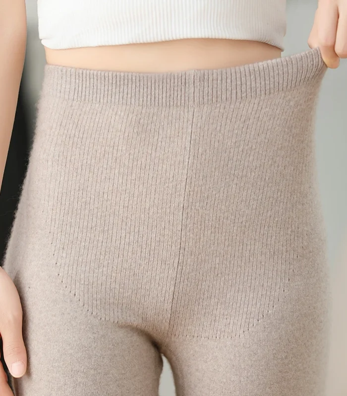 Winter Classic Fashion Women Knitted Cashmere Wool Pants Warm Receiving abdomen High elasticity High-quality Basic leggings