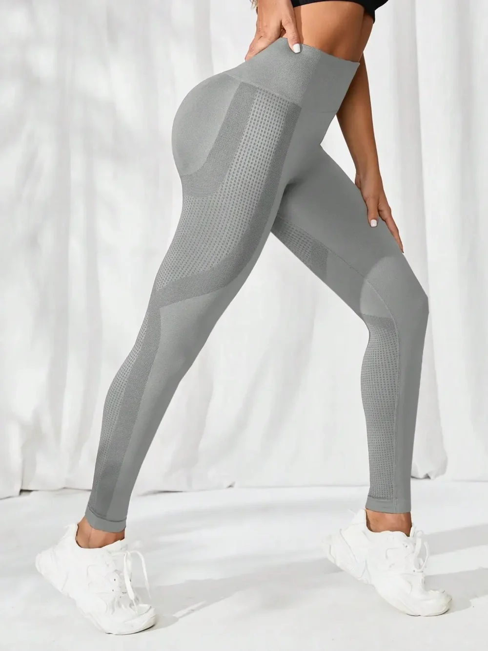 Yoga Solid Wideband Waist Sports Leggings - Image 2