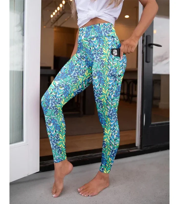 LETSFIND High Waist Women's Fitness Leggings 3D Digital Print Sexy Pockert Elastic Pants Fashionable Gym Trousers