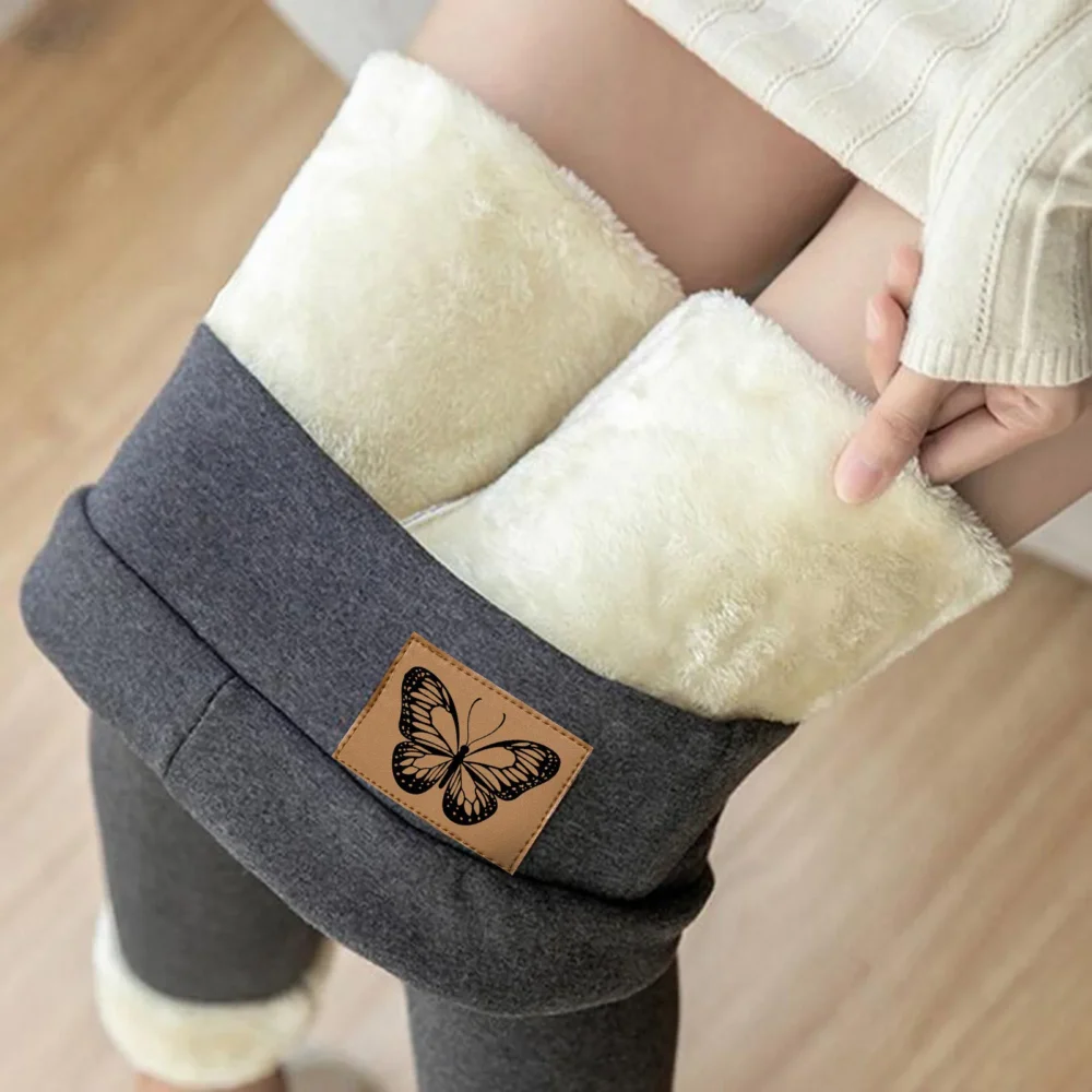 Women's Winter Leggings Pants Solid Warm Winter Tight Thick Velvet Wool Trouser Warm And Stretchy Cotton Pants With Added Fleece