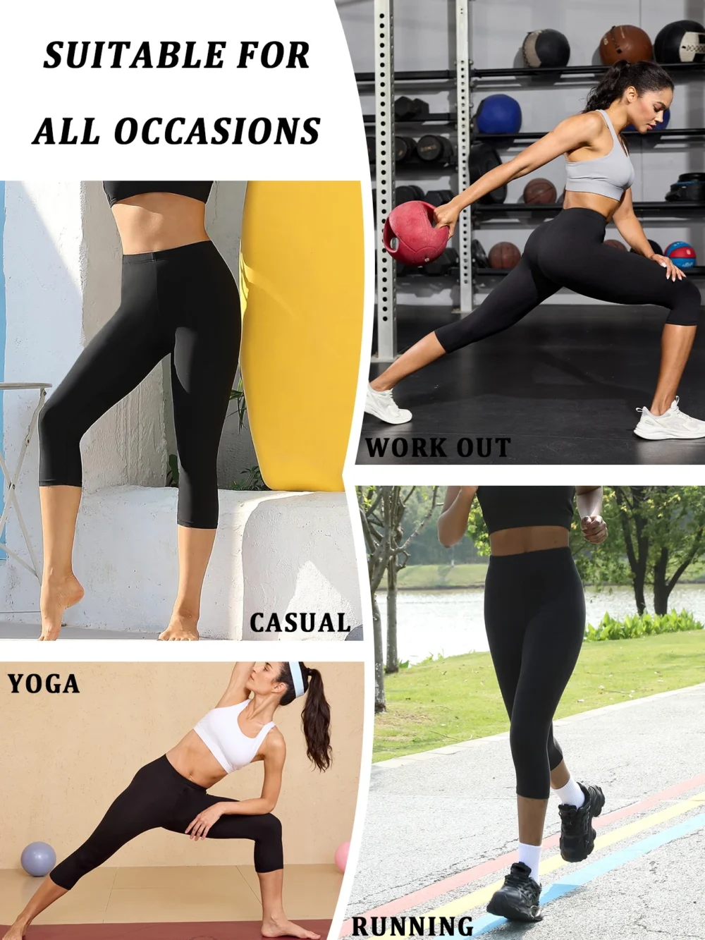 Women's Super Soft Capri Pants High Stretchy Breathable Pants No See Through Workout Running Yoga Athletic Pants Gym Leggings - Image 4