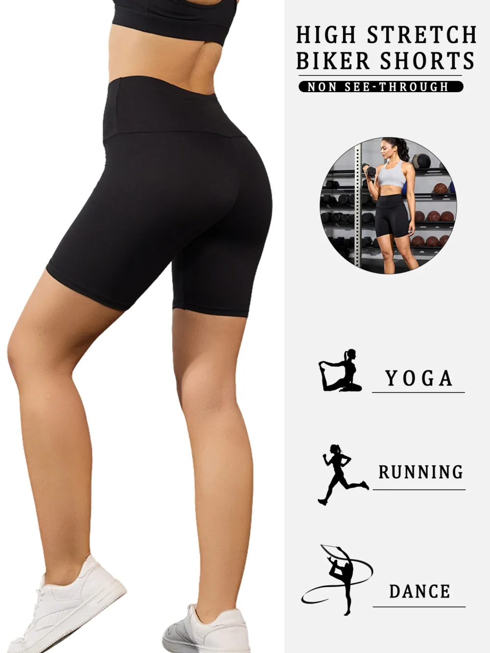 Women's High Waisted Biker Shorts Super Soft Tummy Control No See Through Workout Yoga Running Athletic Push Up Gym Fitness - Image 2